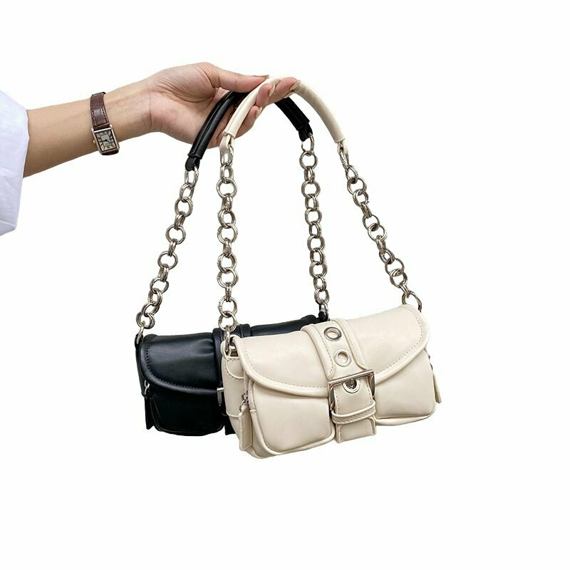 Y2K Grunge Aesthetic Chain Small Shoulder Bag - 90s Retro Summer Party Outfit Accessory