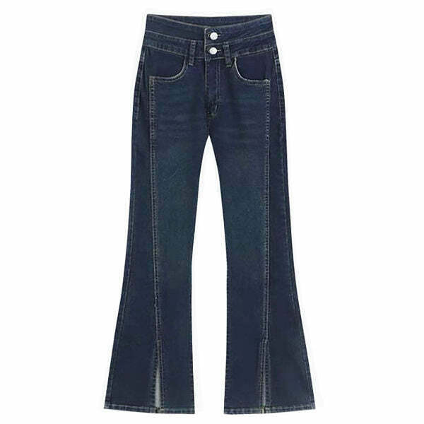 Y2K Grunge Aesthetic Flare Jeans - Retro 90s Fashion, Summer Y2K Outfits, Hip