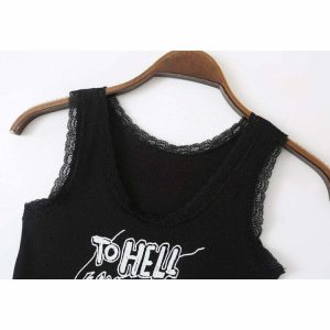 Y2K Grunge Aesthetic Lace Tank Top - Retro 90s Fashion, Summer Outfits, and Party Looks