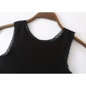 Y2K Grunge Aesthetic Lace Tank Top - Retro 90s Fashion, Summer Outfits, and Party Looks