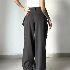 Y2K Grunge Aesthetic Loose Oversize Pants - 90s Retro Summer Outfit for Women