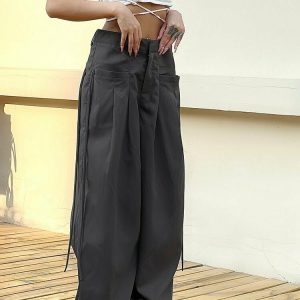 Y2K Grunge Aesthetic Loose Oversize Pants - 90s Retro Summer Outfit for Women