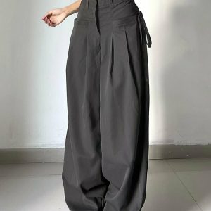 Y2K Grunge Aesthetic Loose Oversize Pants - 90s Retro Summer Outfit for Women