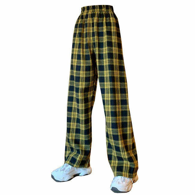 Y2K Grunge Aesthetic Plaid Pants - 90s Fashion, Retro Style, Y2K Summer Outfits