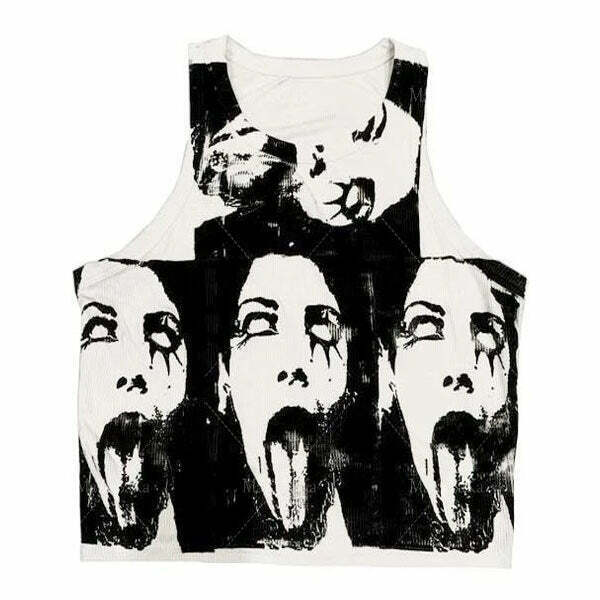 Y2K Grunge Aesthetic Tank Top - 90s Retro Summer Outfit, Pastel Goth, Hip Hop Fashion