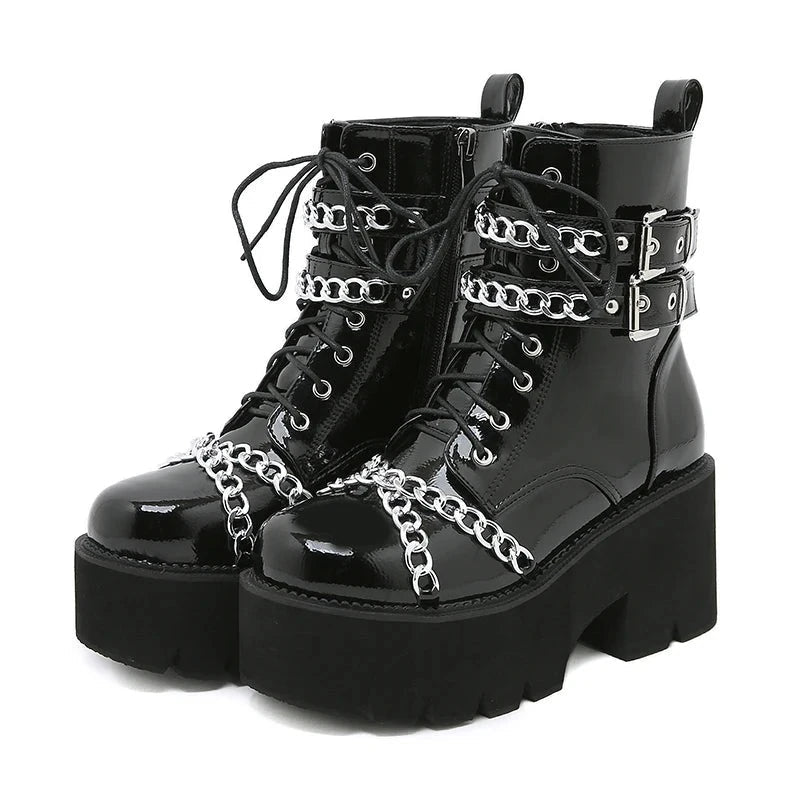 Y2K Grunge Alt Gothic Shoes - Retro 90s Fashion, Y2K Summer Outfits, Dark Y2