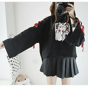 Y2K Grunge Anime Crop Black T-Shirt - Retro 90s Fashion, Summer Y2K Outfits, Baby