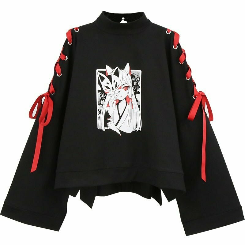 Y2K Grunge Anime Crop Black T-Shirt - Retro 90s Fashion, Summer Y2K Outfits, Baby