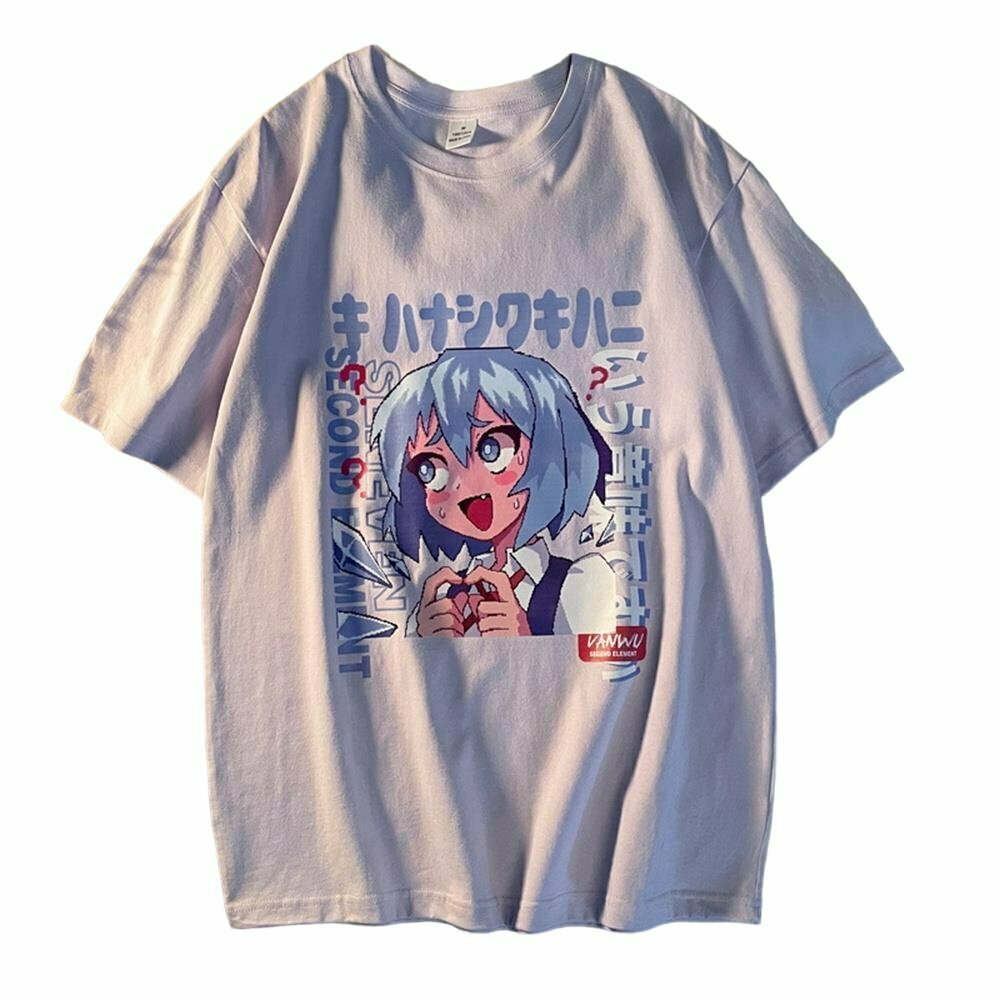 Y2K Grunge Anime Girl T-Shirt - Retro 90s Fashion, Summer Outfits, and Pastel Goth Style