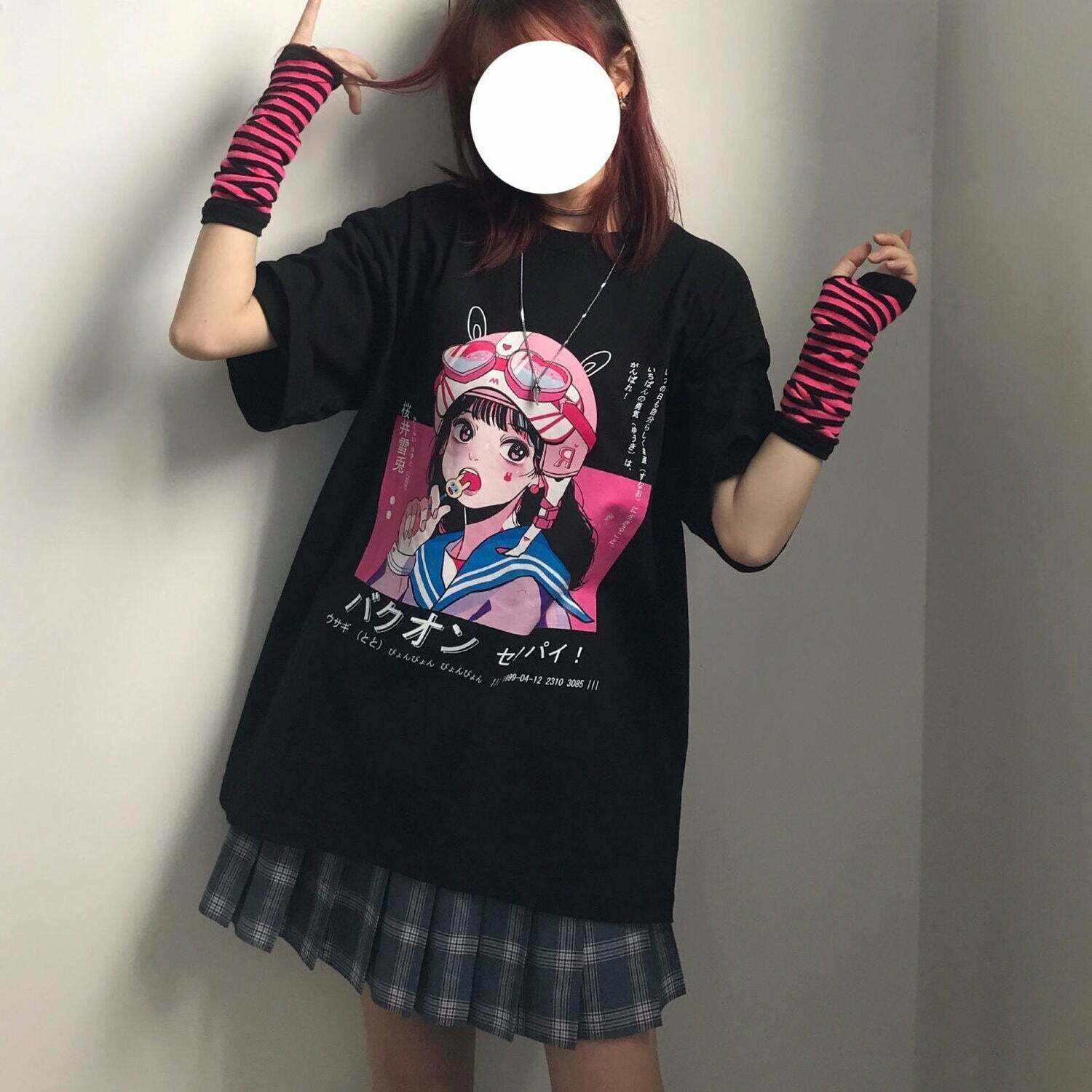 Y2K Grunge Anime Harajuku Black T-Shirt - Retro 90s Fashion, Summer Y2K Outfits