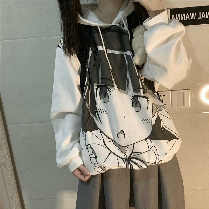 Y2K Grunge Anime Long Sleeve Sweatshirt - Retro 90s Fashion, Summer Y2K Outfits