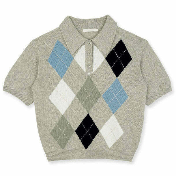 Y2K Grunge Argyle Collar Top - Retro 90s Fashion, Summer Outfits, and Party Looks