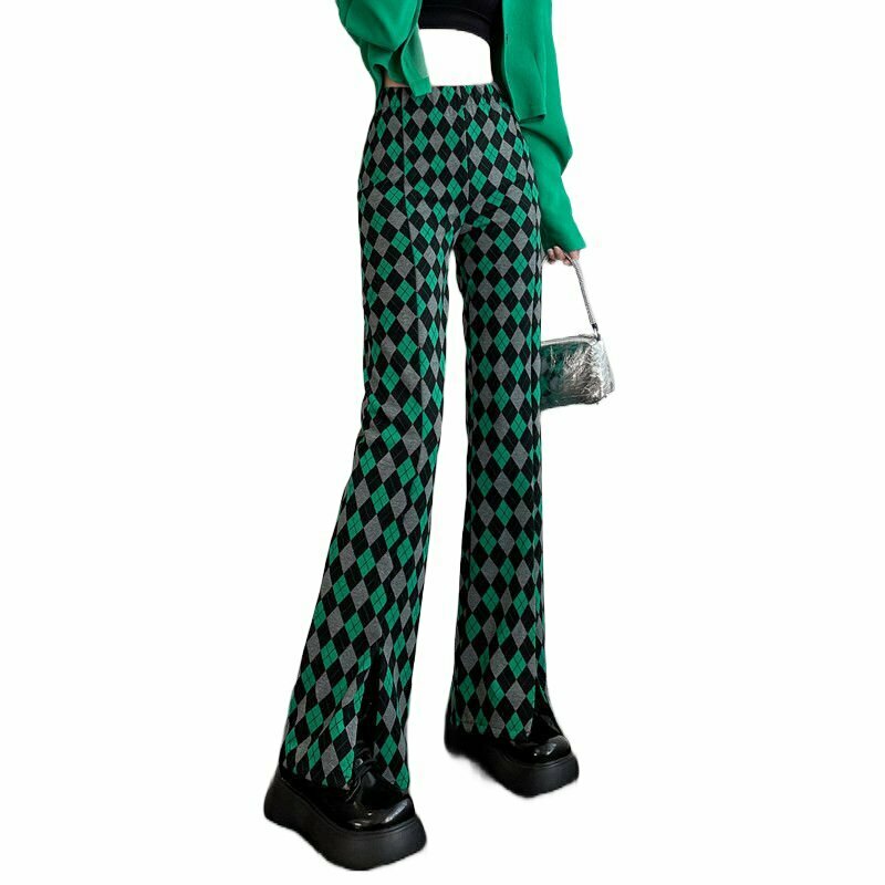 Y2K Grunge Argyle Plaid Retro Pants - 90s Fashion, Summer Outfits, and Clubwear