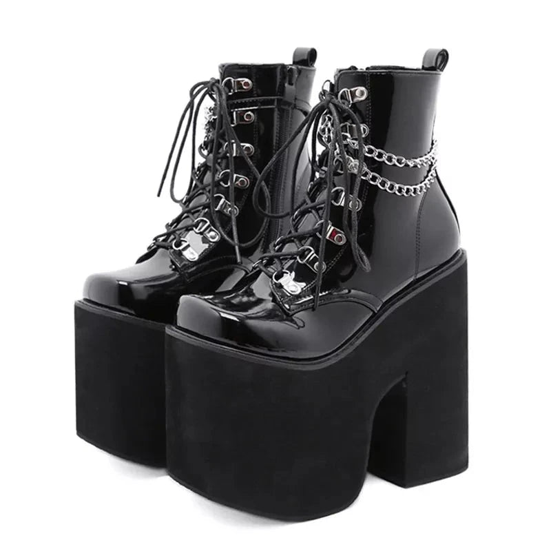 Y2K Grunge Autumn Buckle Strap Combat Boots - Retro 90s Fashion, Gothic Y2K Style