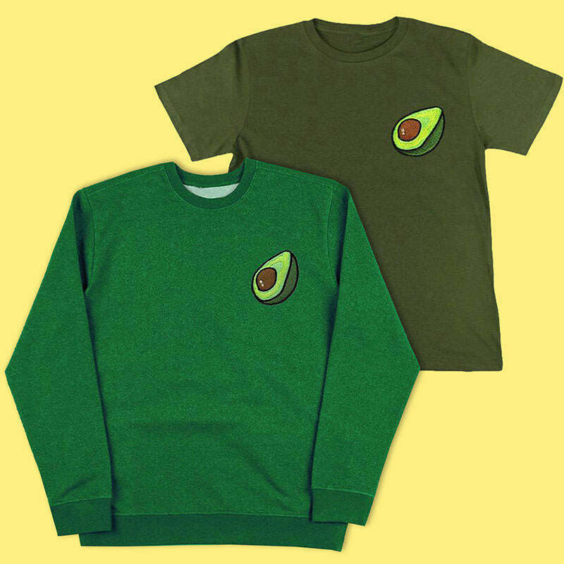 Y2K Grunge Avocado Sweat + Tee Set - Retro 90s Summer Outfit, Pastel Goth Vibes