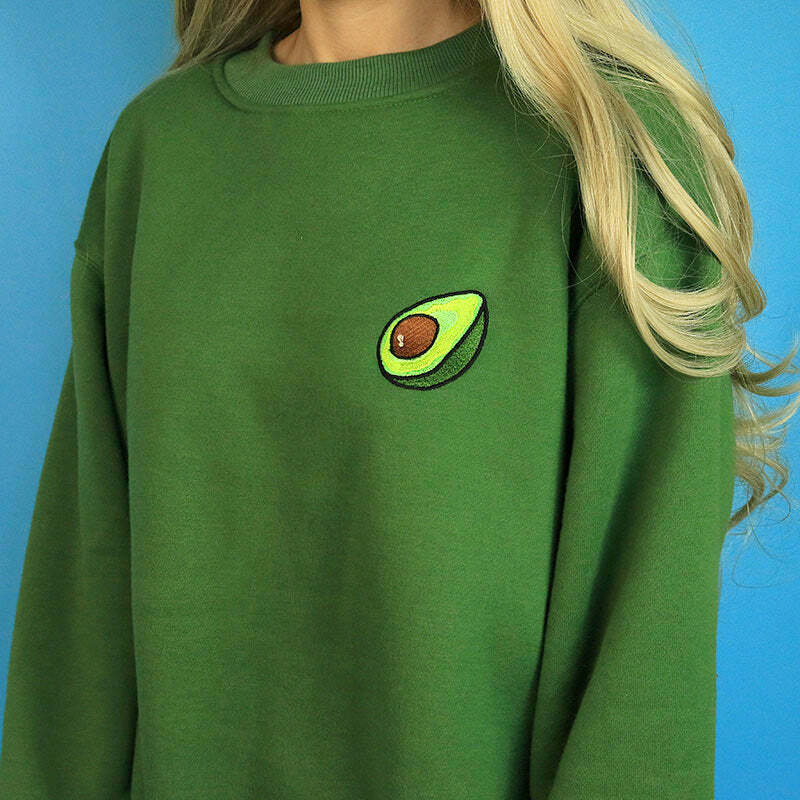 Y2K Grunge Avocado Sweatshirt - Retro 90s Fashion, Summer Outfits, and Pastel Goth Style