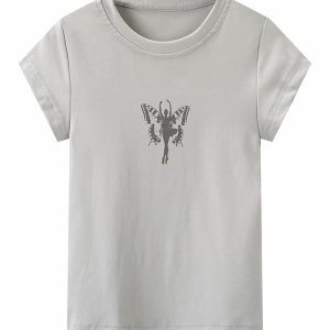 Y2K Grunge Baby Tee - Retro 90s Fashion, Summer Outfits, and Pastel Goth Style