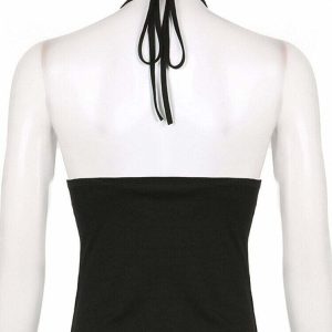 Y2K Grunge Backless Hollow Out Black Camisole - Perfect for 90s Summer Outfits & Parties