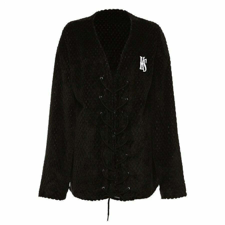 Y2K Grunge Baddie Letter Print Warm Jacket - Retro 90s Fashion, Y2K Club & Party