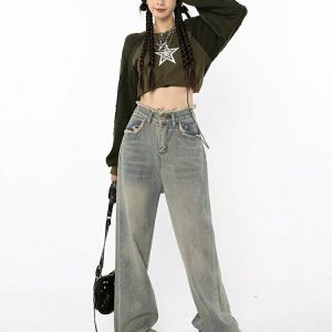 Y2K Grunge Baggy Jeans - Retro 90s Fashion, Indie Style, Perfect for Y2K Summer Out