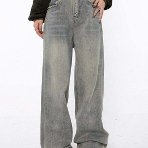 Y2K Grunge Baggy Jeans - Retro 90s Fashion, Indie Style, Perfect for Y2K Summer Out