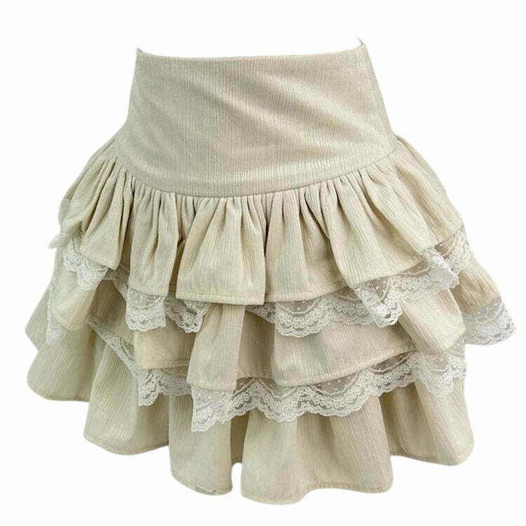 Y2K Grunge Ballerina Core Ruffled Lace Skirt - Retro 90s Summer Party Outfit