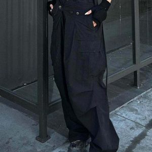 Y2K Grunge Black Cargo Baggy Pants - Retro 90s Fashion, Summer Y2K Outfits, Hip