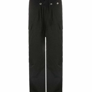 Y2K Grunge Black Cargo Baggy Pants - Retro 90s Fashion, Summer Y2K Outfits, Hip