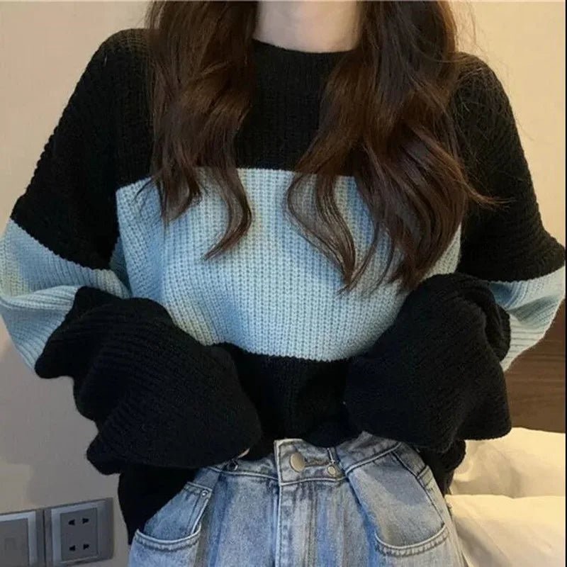 Y2K Grunge Black Knit Cropped Sweater - Retro 90s Summer Outfit, Pastel Goth Style