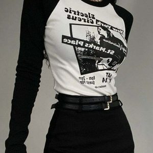 Y2K Grunge Black Patchwork Crop Top - Retro 90s Fashion, Summer Y2K Outfits, Gothic