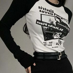 Y2K Grunge Black Patchwork Crop Top - Retro 90s Fashion, Summer Y2K Outfits, Gothic