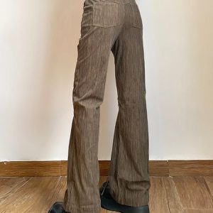 Y2K Grunge Boho Corduroy Lace-Up Trousers - Retro 90s Summer Outfit, Pastel