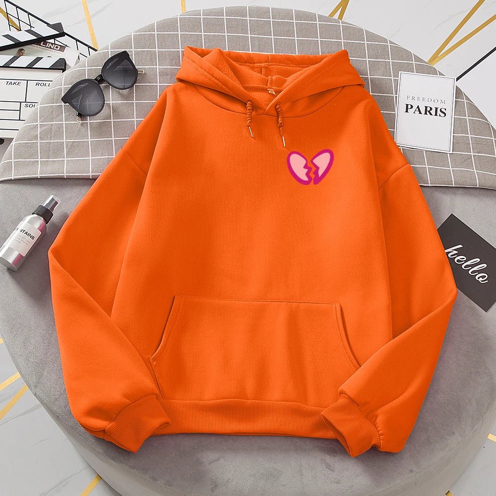 Y2K Grunge Broken Heart Print Women's Warm Hoodie - 90s Retro Style, Gothic Y2K Fashion