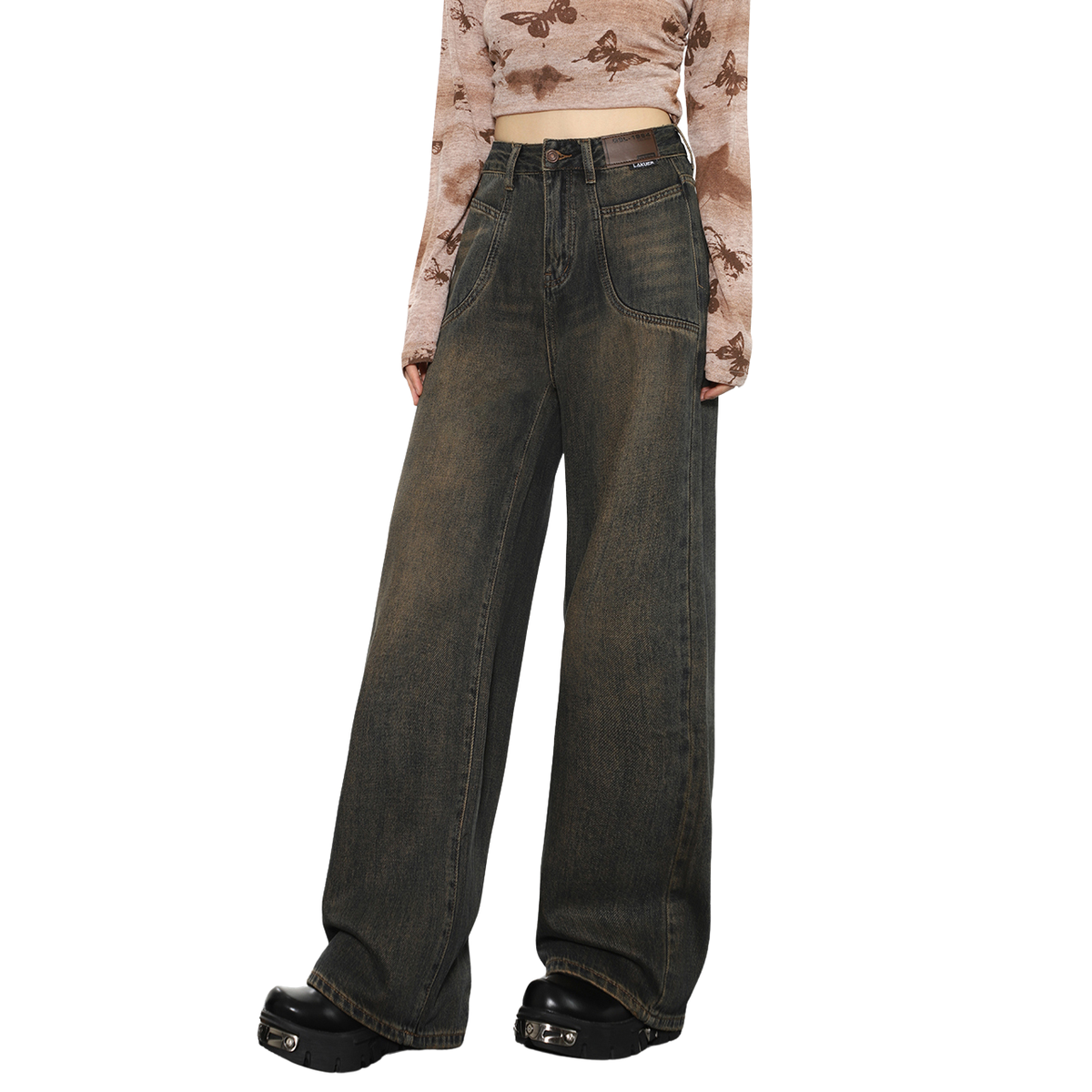 Y2K Grunge Brown Jeans - Retro 90s Fashion, Summer Outfits, and Hip Hop Style