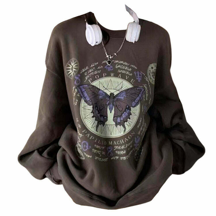 Y2K Grunge Butterfly Sweatshirt - Retro 90s Fashion, Gothic Y2K, Summer Y2K Out