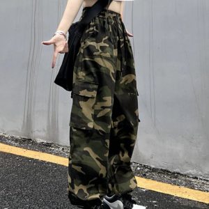 Y2K Grunge Camouflage Cargo Pants - Retro 90s Summer Outfit, Y2K Fashion Essentials