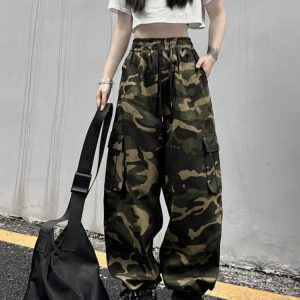 Y2K Grunge Camouflage Cargo Pants - Retro 90s Summer Outfit, Y2K Fashion Essentials