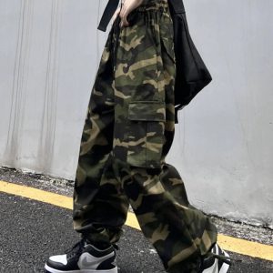 Y2K Grunge Camouflage Cargo Pants - Retro 90s Summer Outfit, Y2K Fashion Essentials