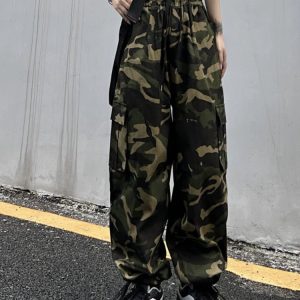 Y2K Grunge Camouflage Cargo Pants - Retro 90s Summer Outfit, Y2K Fashion Essentials