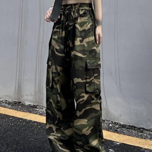 Y2K Grunge Camouflage Cargo Pants - Retro 90s Summer Outfit, Y2K Fashion Essentials