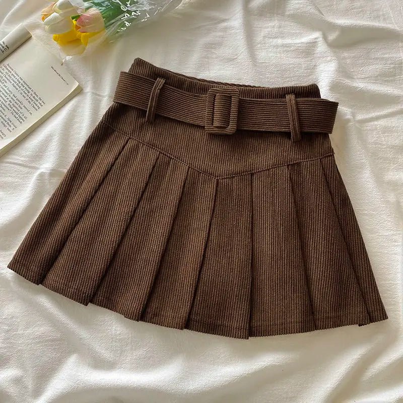 Y2K Grunge Caramel Pleat Delight Skirt - Retro 90s Fashion, Summer Y2K Outfits