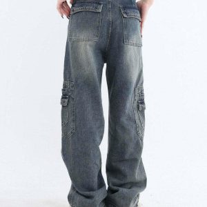 Y2K Grunge Cargo Jeans - 90s Fashion, Retro Style, Y2K Summer Outfits, Gothic Y