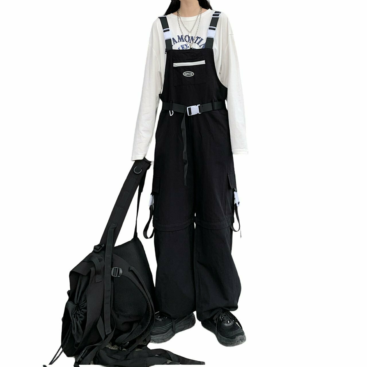 Y2K Grunge Cargo Jumpsuit - Retro 90s Fashion, Summer Y2K Outfits, Gothic Y