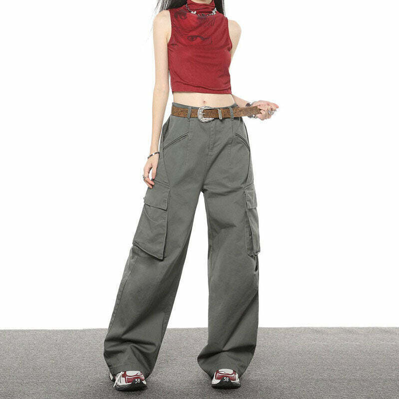 Y2K Grunge Cargo Pants - Retro 90s Fashion, Summer Y2K Outfits, Hip Hop Style