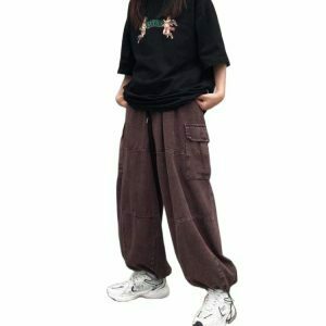 Y2K Grunge Cargo Pants - Vintage 90s Fashion, Retro Y2K Summer Outfits, Gothic Y2