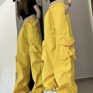 Y2K Grunge Cargo Pants with Big Pockets - 90s Retro Summer Outfit, Y2K Club & Party