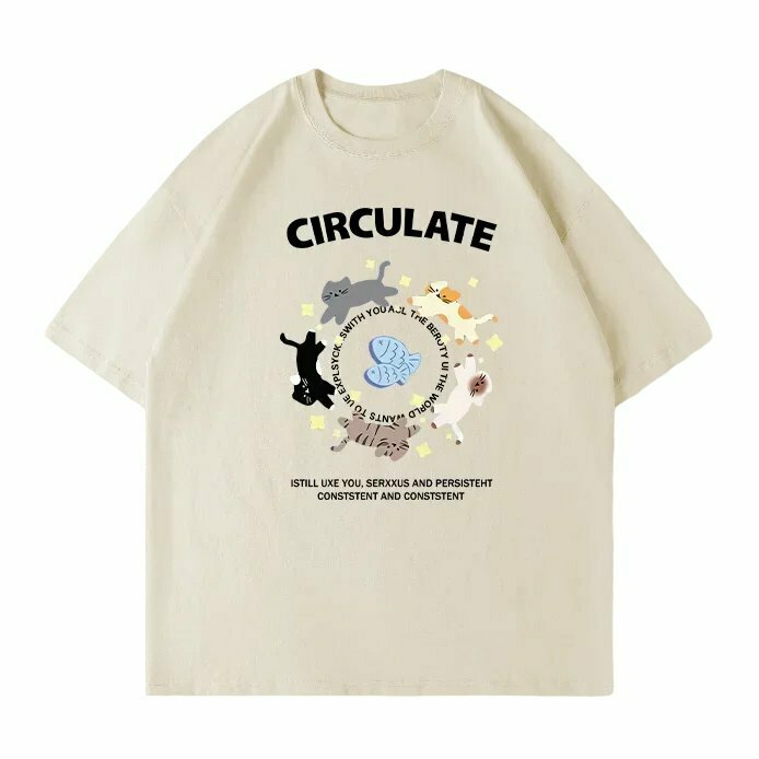 Y2K Grunge Cartoon Cat Casual Couple Tee - Retro 90s Summer Outfit, Pastel Goth Style