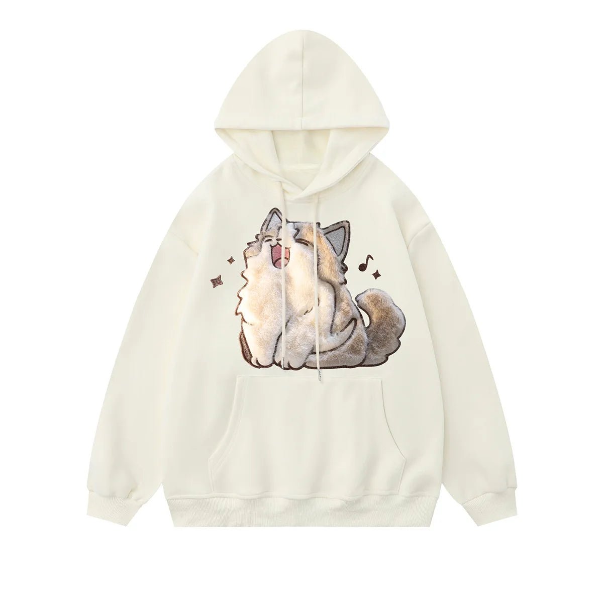 Y2K Grunge Cartoon Cat Embroidery Hoodie - Retro 90s Fashion, Summer Y2K Outfits