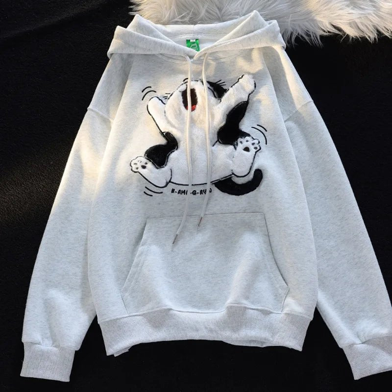 Y2K Grunge Cartoon Cat Fleece Hoodie - Retro 90s Fashion, Summer Outfits, and Party Looks