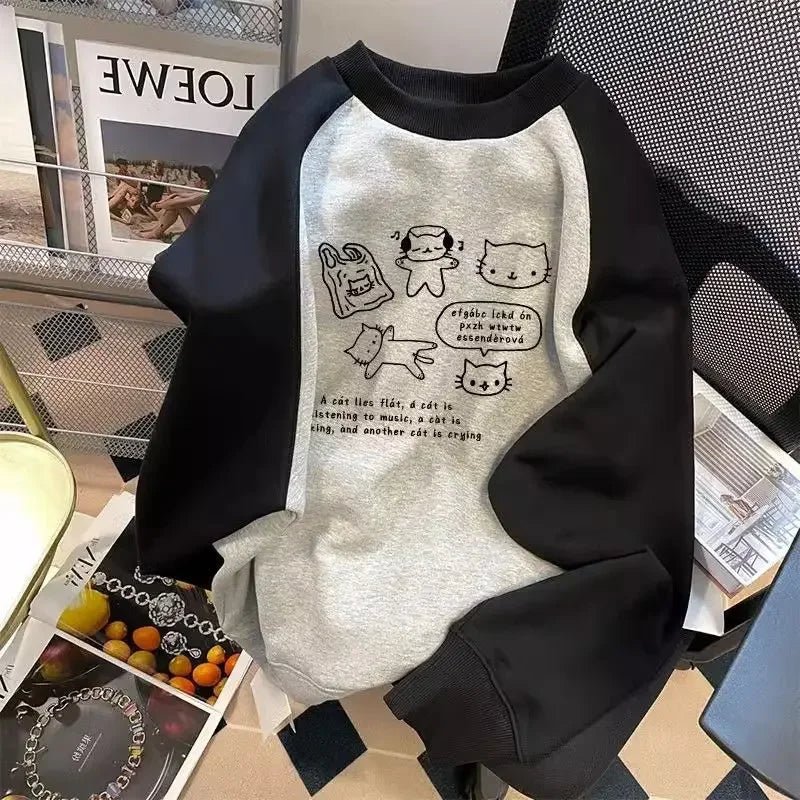 Y2K Grunge Cartoon Hooded Sweatshirt - Retro 90s Fashion, Pastel Goth, Y2K Summer